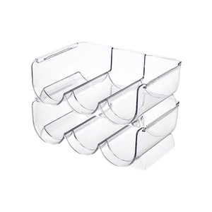 3 Grids Stackable Wine And Water Bottle Holder Plastic Transparent Wine Storage Rack