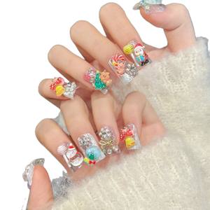 Serie de Navidad Hecho a mano Lujo 3D pico de pato hecho a mano prensa en las uñas <span class=keywords><strong>Pretty</strong></span> <span class=keywords><strong>Cute</strong></span> Design prensa en las uñas personalización - Product Image 4