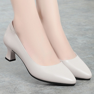 XUANHUI 34-41 Escarpins en cuir microfibre <span class=keywords><strong>noir</strong></span>, talon de 5 cm, bout <span class=keywords><strong>pointu</strong></span>, chaussures de travail classiques et élégantes pour femmes - Product Image 3