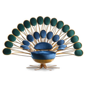 كرسي طاووس فردي بتصميم حديث على الطراز الاسكندنافي ، كرسي فاخر أصفر بتصميم مخملي مخملي لأثاث غرفة المعيشة - Product Image 1