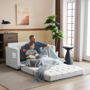 Sofá Futón Plegable Moderno Más Vendido con Estructura Cuadrada <span class=keywords><strong>de</strong></span> Madera, Diseño sin Respaldo ni Brazos, Tapicería <span class=keywords><strong>de</strong></span> Tela/Terciopelo/Cuero para 3 Personas - Product Image 2