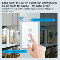 Interrupteur intelligent WiFi Tuya pour variateur d'intensité lumineuse 1/2/3 voies, compatible avec les applications Smart Life/Tuya et les assistants vocaux Alexa et Google