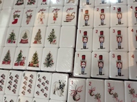 Tuiles de Mahjong Américaines Thème Noël Rose - Ensemble Acrylique 160 Pièces Durable Portable Écologique pour 4 Joueurs Fête de Noël