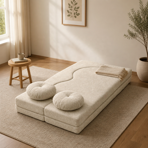 Divano Letto Convertibile in Velluto a Coste, Design Modulare Curvo a Onda, Schiuma ad Alta Resilienza per Camera degli Ospiti e Piccoli Appartamenti - Product Image 6
