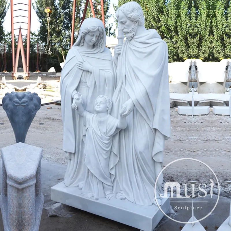 Musi Westerse Stijl Christelijk Religieus Beeld Met De Hand Gesneden Natuursteen Levensgrote Marmeren Saint Joseph Sculptuur