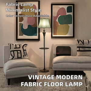 American Vintage <b>Retro</b> Modern LED Black Fabric <b>Floor</b> <b>Lamp</b> Dimmable for Living Room Sofa Bedroom Bedside Home Use - Product Image 2