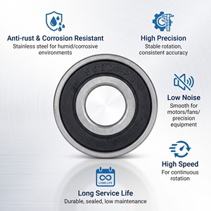 Rodamiento de Bolas de Ranura Profunda de Acero Inoxidable S6201 ZZ 2RS 12x32x10mm Métrico C3 Grasa/Aceite Polimérico P0/P6/<span class=keywords><strong>P5</strong></span> 20000 RPM Larga Duración Anticorrosión - Product Image 2