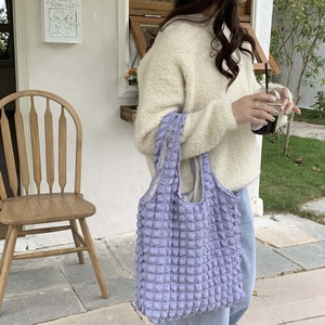 <b>Pink</b> Crochet Tote Bag Lichee Pattern Bohemian Style Summer Large Capacity Two Handles Open Top - Product Image 2