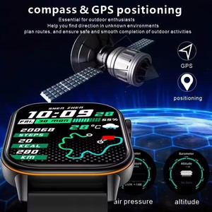 <b>Smart</b> Watch With GPS Navigation 40mm Stainless Steel Case Sporty Design Rectangle Shape Glass Dial Deployment Clasp Unisex - Product Image 2