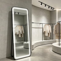 Miroir LED intelligent de forme ovale avec cadre en alliage d'aluminium, design décoratif écologique, mural ou sur pied, pour la maison et le commerce