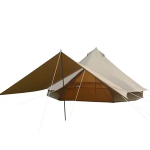 Tenda Lonceng Mewah Kanvas Katun 5M, Tenda Bel Tugas Berat dengan Tenda