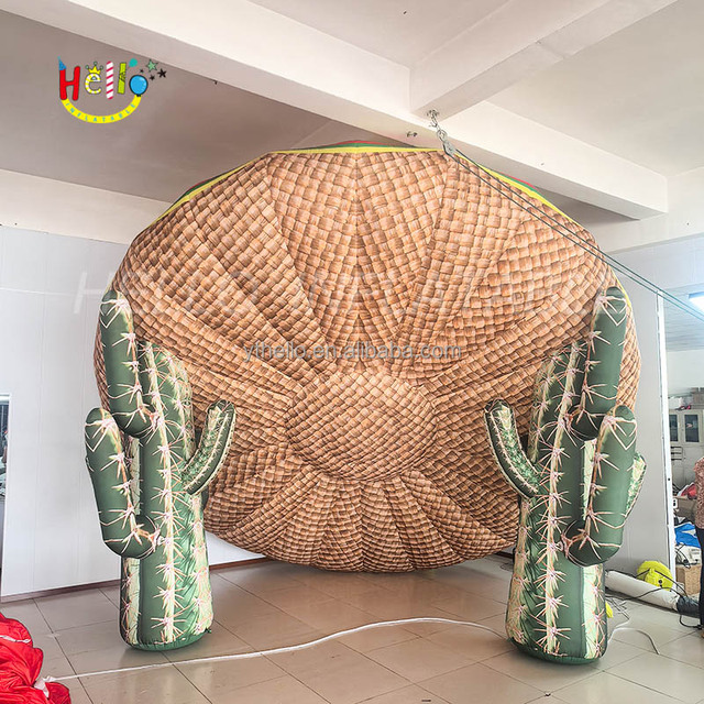 Customized Inflatable Advertising Model Inflatable Cactus Straw Hat for Event Decoration