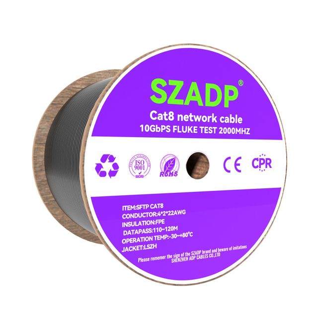 CAT8 22AWG SFTP LAN Network Cable 40Gbps 2000MHz Pure Copper Shielded Ethernet Cable OEM Factory Supply