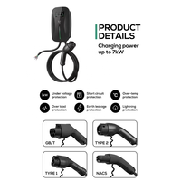 Borne de recharge murale pour véhicule électrique homologuée CE, 7 kW, 32 A, monophasée, type 2, avec contrôle par application 4G, recharge rapide AC
