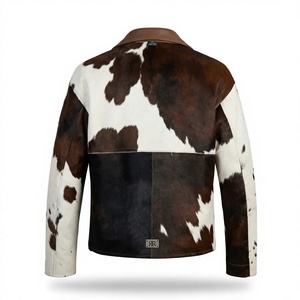 Chaqueta de Cuero Vacuno para Mujer RANCHOS RANCE, Manga Larga, Impermeable, Resistente al Viento, Estilo para Todas las Temporadas, Marrón con Patrón Blanco y Logotipo Frontal - Product Image 2