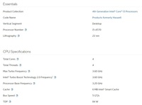 Prosesor Intel Core I5 generasi ke-4 kecepatan tinggi 4 Total Core 4 CPU I5 4570 ulir Total