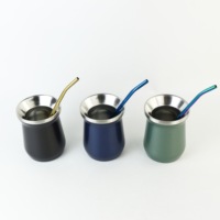 2026 Personnalisation usine : Tasse à maté 8oz en acier inoxydable, isotherme à double paroi, avec pailles