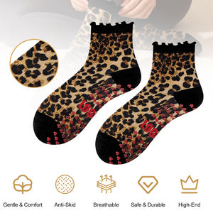 Chaussettes <span class=keywords><strong>de</strong></span> Pilates professionnelles antidérapantes en coton personnalisées, mi-mollet, avec grip, pour le yoga - Product Image 2