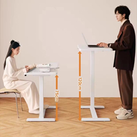 Table de chevet mobile de style moderne à hauteur réglable pneumatiquement avec fonction d'inclinaison, roulettes dissimulées en bois pour hôpital/chambre à coucher