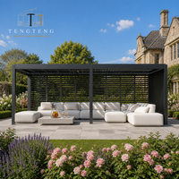 Pergola bioclimatique motorisée en aluminium imperméable avec structure thermolaquée pour extérieur, jardin, balcon, cour et terrasse