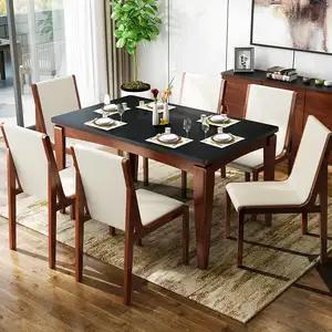 实木餐桌小型家庭火石餐桌和椅子组合红橡木餐桌