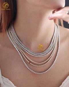 ダイヤモンドテスター合格 大量在庫 ヒップホップジュエリー 2.0mm-6.5mm VVS モアサナイトダイヤモンド 925シルバー アイスアウト テニスチェーンネックレス - Product Image 2