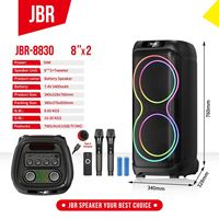 Haut-parleur JBR-8830 pour extérieur, sans fil longue portée, enregistrement BT, interrupteur d'alimentation avec 2 microphones sans fil pour la danse