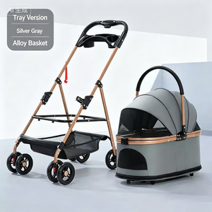 Poussette pliable détachable pour chiens, légère, avec absorption des chocs, 4 roues - Product Image 6