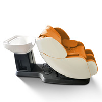 Chaise de shampooing de salon de beauté entièrement automatique haut de gamme, salon de coiffure, lavabo en céramique, massage robotique 3D, matériau en cuir