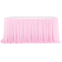 LAIYUE Jupe de table en tulle polyester plissée en mousseline, plusieurs tailles, pour décoration de table de mariage, fête, banquet, anniversaire, table de desserts