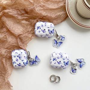 Étui antichoc avec motif nacre irisé et imprimé <span class=keywords><strong>papillon</strong></span> bleu dégradé, compatible avec <span class=keywords><strong>AirPods</strong></span> 2, 3, 4 - Product Image 6