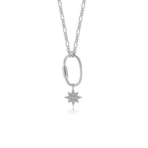 Collier étoile à huit Awn en zircon de luxe léger en argent sterling niche féminine collier court de mode ins européen et américain - Product Image 5