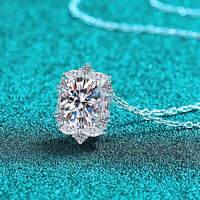 Collar con Colgante de Moissanita de Corte Ovalado, Plata de Ley 925, Chapado en Rodio, Certificado GRA, Regalo de Boda de Lujo para Mujer
