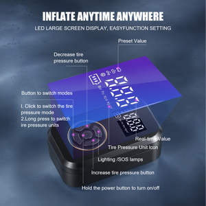 Bomba de Presión de Neumáticos Eléctrica Multifunción, Mini Bomba de Aire Portátil para Automóvil, Compresor de Aire Digital LED para Neumáticos, Inflador de Neumáticos Inalámbrico - Product Image 4
