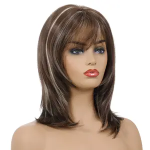 Peluca de cabello sintético de fibra química para mujer, pelo corto ondulado de oro, de alta calidad, europeo y americano - Product Image 1