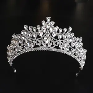 Europa América Coroa De Casamento Nupcial Luxo Rhinestone Nupcial Tiara Coroa Do Cabelo Do Casamento Para O Casamento