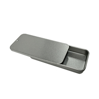 Mini boîte en étain coulissante rectangulaire en métal noir pour emballage de bonbons à la menthe 80x34x12mm prêt à être expédié