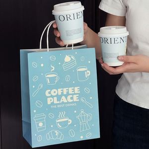 Bolsa de Papel Kraft con Asa para Llevar, Personalizada con Logotipo, para Restaurantes, Comida Rápida, Cafeterías, Panaderías - Product Image 6