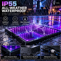 Dalles de sol LED 3D à effet miroir infini 12x12 pixels en verre trempé IP55 étanche pour scène de mariage, fête, club