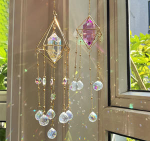Venda quente dupla apontou cristal coluna <span class=keywords><strong>suncatcher</strong></span> ar quadro vento carrilhão pingentes artesanato decoração home sol catcher - Product Image 1