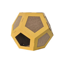Maison pour chat en carton ondulé DIY pentagonale, pliable, détachable, rangement compact, lit pour chat, griffoir, jouet