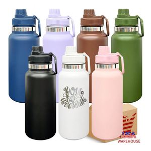 Insulated Stainless <b>Steel</b> Large Capacity 32 Oz Wide Mouth Bpa Free Sport Water <b>Bottle</b> With Spout Lid - Product Image 2