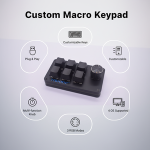 Mini Teclado RGB TISHRIC de 3/6 Teclas y <span class=keywords><strong>1</strong></span> Perilla, Teclado Mecánico USB Personalizable con Macros, Intercambiable en Caliente para Juegos y <span class=keywords><strong>Photoshop</strong></span> - Product Image 6
