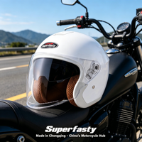 Casque de moto demi-face unisexe compatible avec tous les modèles, fermeture rapide, coque en ABS, toutes saisons, protection pour les trajets quotidiens
