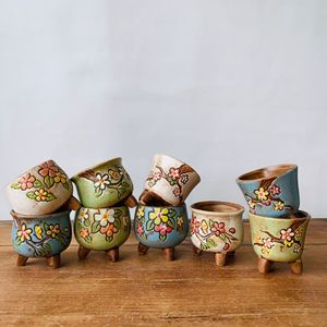 Pots de fleurs en céramique de style coréen, très demandés, peints à la main, vintage, pour la décoration intérieure, <span class=keywords><strong>le</strong></span> bureau, la maison, ou comme cadeau. - Product Image 1