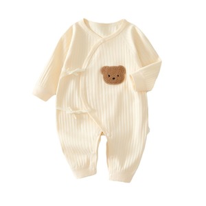 Body de Bebé de Algodón Puro, Tejido, Manga Larga, con Parche de Oso, Unisex, para Primavera y Otoño - Product Image 5