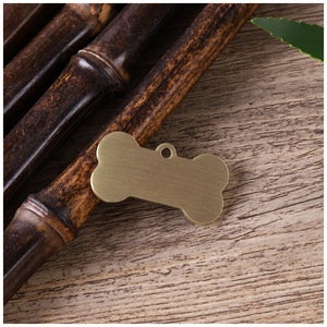 New pure brass tag bone dog tag metal round pet tag inciso logo personalizzato - Product Image 6