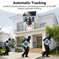 Caméras solaires sans fil 20MP 6 moteurs 3 PTZ Quatre écrans 4G SIM Extérieur 5G WiFi Caméra solaire WiFi O-kam Suivi 360° CCTV