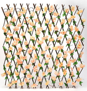 Pannelli in Legno a Griglia con Fiori di Ciliegio Artificiali, Recinzione Espandibile per Privacy, Vendita all'Ingrosso - Product Image 4