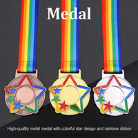 Vente en gros, livraison directe, médailles de récompense sur le thème du sport en alliage de zinc plaqué avec ruban coloré, trophée de vainqueur, cadeau